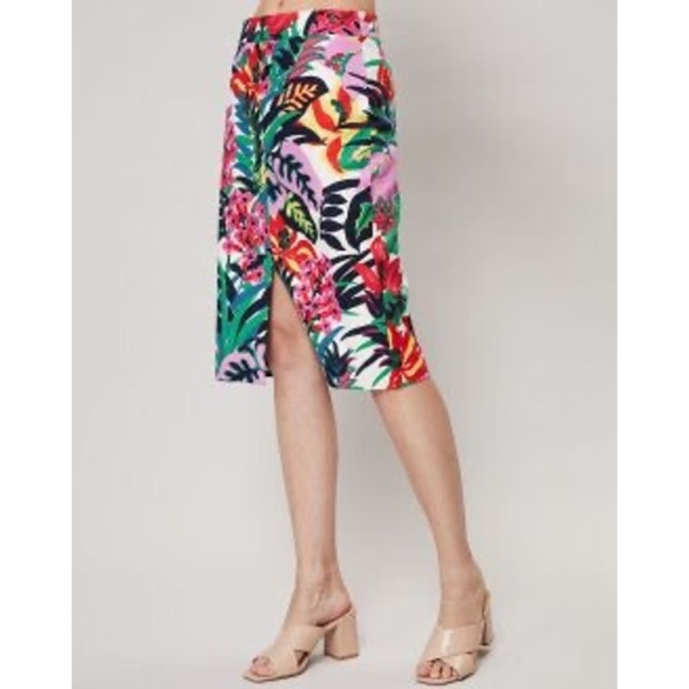 J.Crew Pique Cotton Tropical Floral Multicolor Pencil Skirt Women's Size 0
